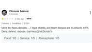 A review posted for McD (Image via Google)